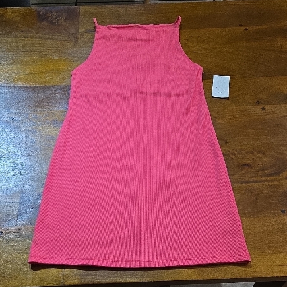 NWT A New Day Pink Ribbed Spaghetti Strap Mini Dress Size Small